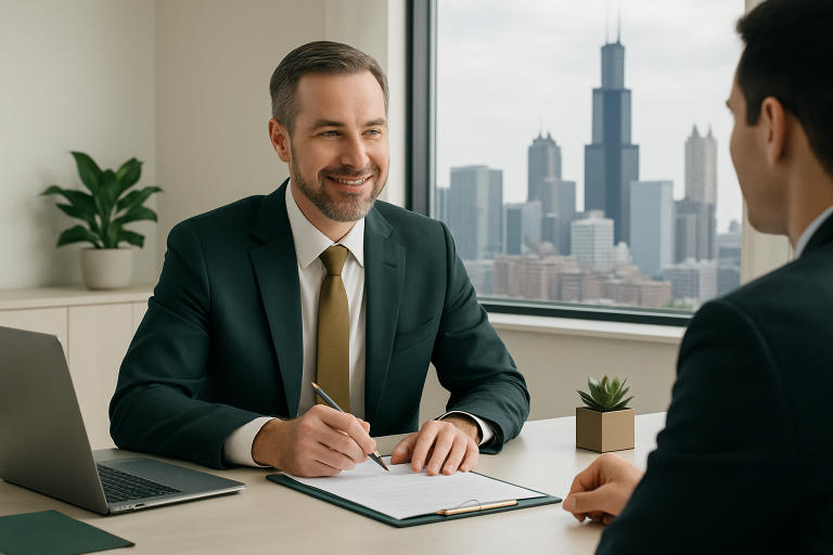 sell your business Illinois illustration